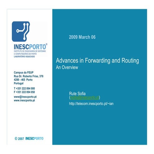 Advanced in Forwarding and Routing