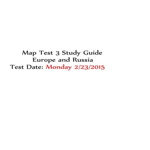 Map test 3 Study Guide Europe and Russia 