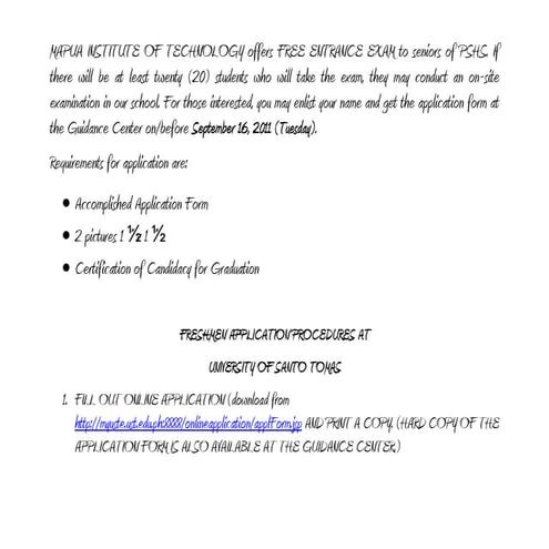 Mapua & ust guidelines