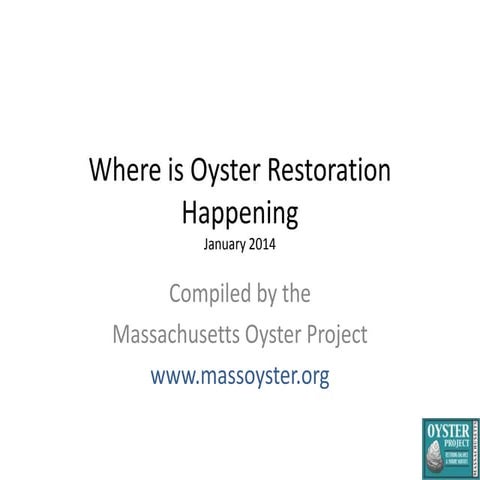 Oyster Restoration Map of the United States in 2014