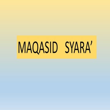 MAQASID SYARAK UNTUK PEMULA | PPTX