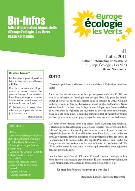bn infos n°1 été 2011