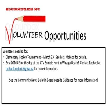 Announcements - March 19, 2018