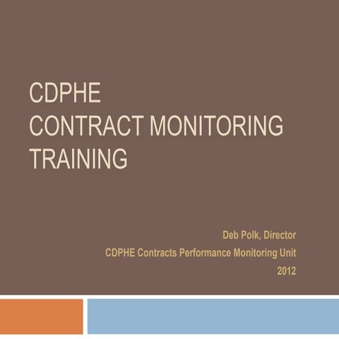 Mar 2012 cdphe contractor performance monitoring trng