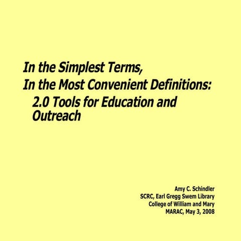 Web 2.0 Tools for Education and Outreach