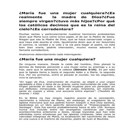 ¿María fue una mujer cualquiera?¿Es realmente  la madre de Dios?¿Fue siempre ...