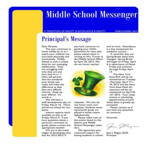 March/April Middle School Messenger