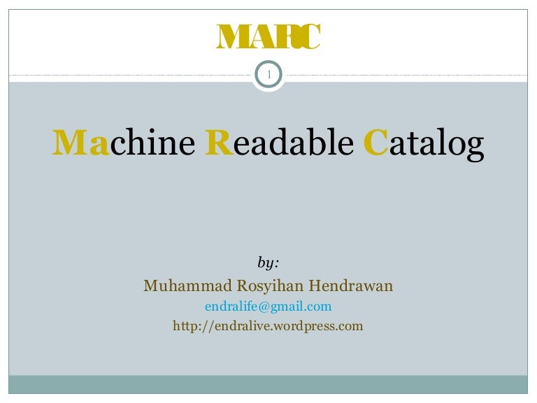 Machine Readable Catalog