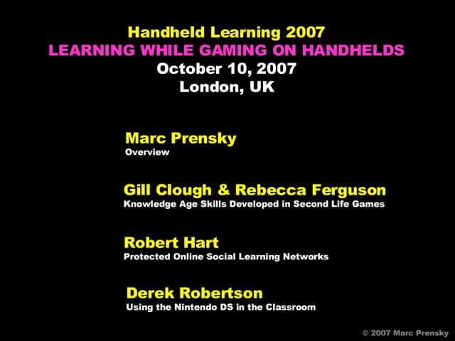 Marc Prensky, Workshop