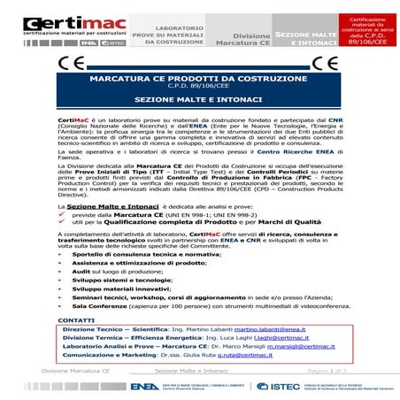 CertiMaC: Marcatura ce malte e intonaci aggiornamento normativo