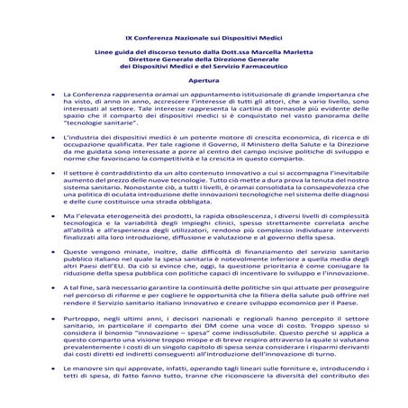 Marcella Marletta - IX Conferenza Nazionale sui Dispositivi Medici