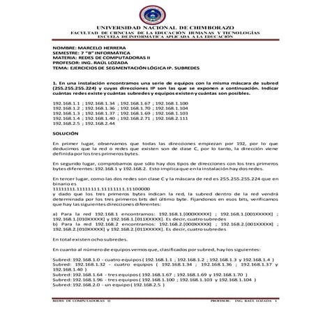 Ejercicios de subnetting 