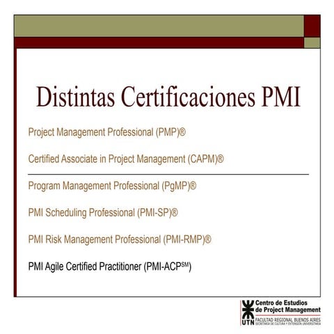 Distintas Certificaciones PMI - Marcelo Lopez Nocera