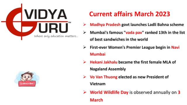 Current Affairs March 2023 Part I Pdf Current Affairs March 2023 Part I Pdf