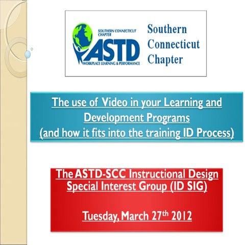 The use of Video in Learning and Development Programs