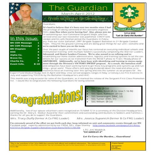 July august 2012- 101st bsb newsletter- | PDF