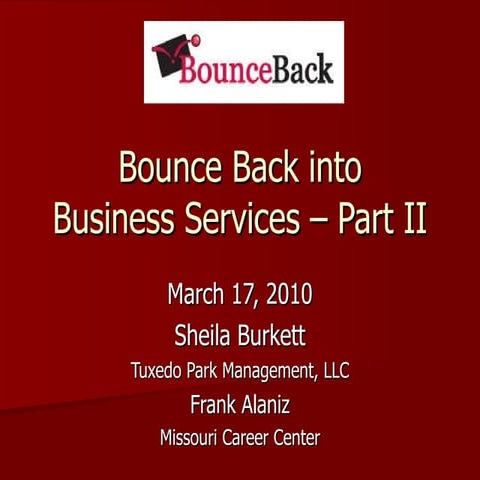 March17th Bounce Back into Business Services - Part II