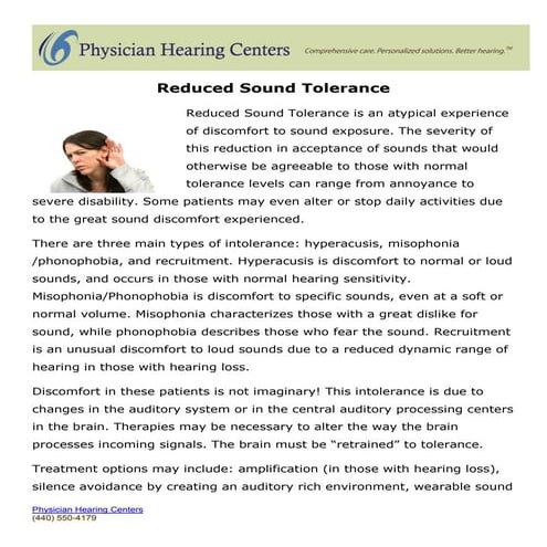 Reduced Sound Tolerance | PDF | Ear, Nose and Throat Conditions ...