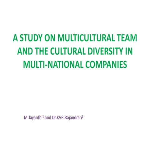 CULTURE DIVERSITY IN  MULTI-NATIONAL COMPANIES