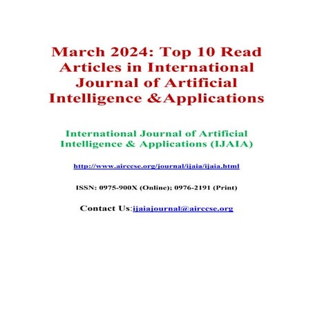March 2024 - Top 10 Read Articles in Artificial Intelligence and Applications...
