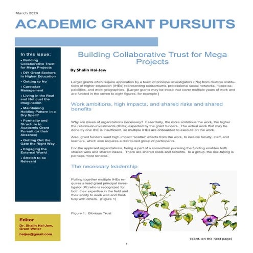 Academic Grant Pursuits newsletter - March 2029
