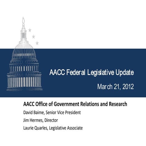 AACC Federal Legislative Update March 21 2012