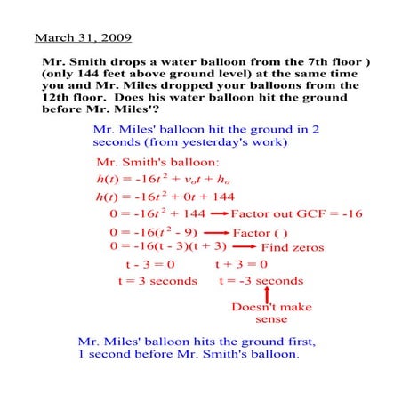 Alg March 31, 2009