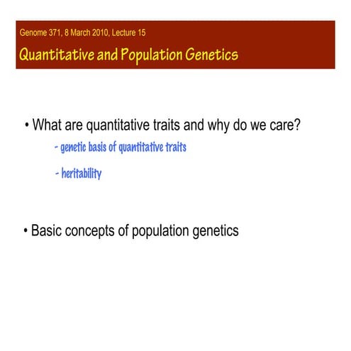 1 gpb 621 quantitative genetics introduction | PDF