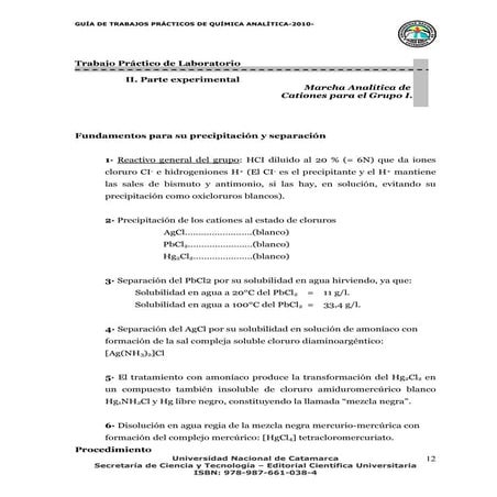 Marcha analitica de cationes para grupo i