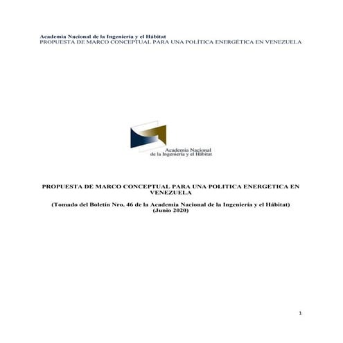 Marco conceptual para una politica energetica integral en venezuela ...