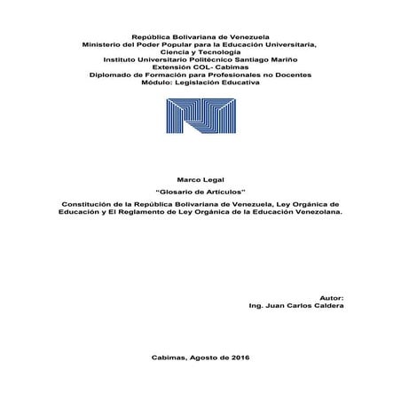Marco legal  glosario de artículos- crbv99- loe09- rloe99- ing. juan caldera