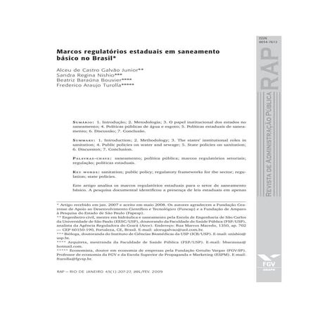 Marcos regulatórios estaduais em saneamento