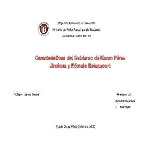 Caracteristicas del Gobierno de Marcos Perez Jimenez y El Gobierno de Romulo ...