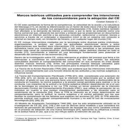 Marcos teoricos para comprender las intenciones de los consumidores para la a...