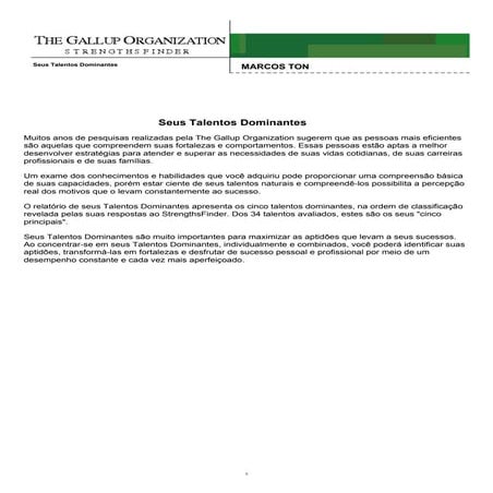 Marcos ton assessment gallup