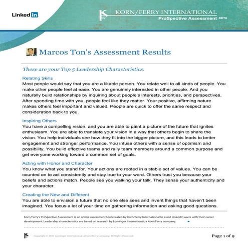 Marcos ton prospective assessment