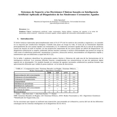 Sistemas de Soporte a las Decisiones Clínicas basado en Inteligencia Artifici...
