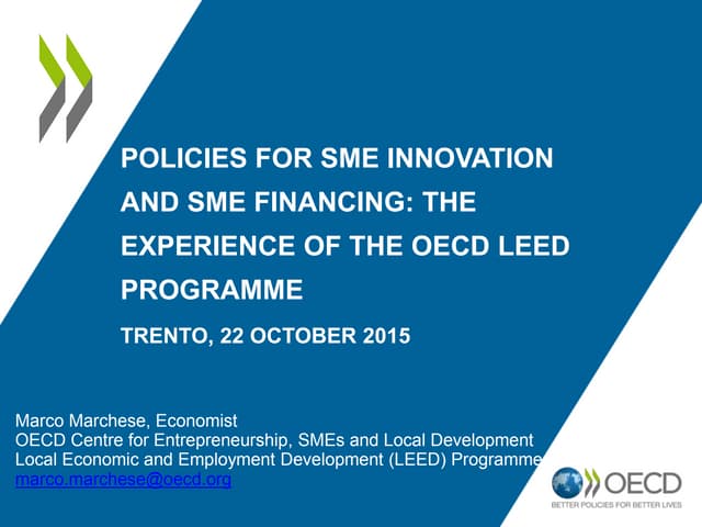 Policies for SME innovation and SME financing - Marco Marchese