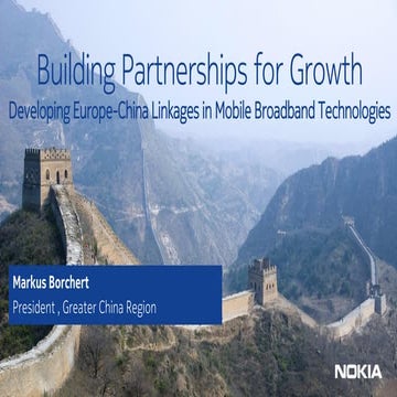 Building Partnerships for Growth: Building Europe- China Linkages in Mobile B...
