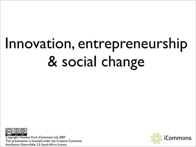 Innovation, entrepreneurship and social change: New approaches to intellectua...