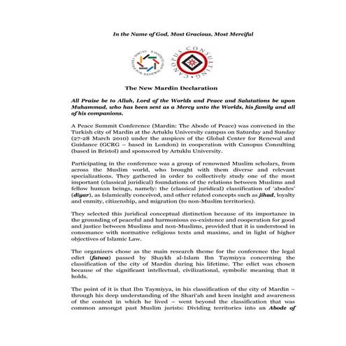 Mardin Declaration In English