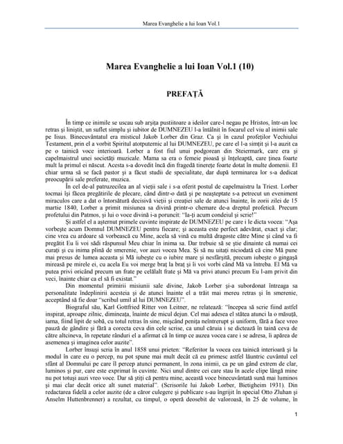 Marea Evanghelie a Lui Ioan - Vol 1 - Dicteu Divin Prin Jakob Lorber