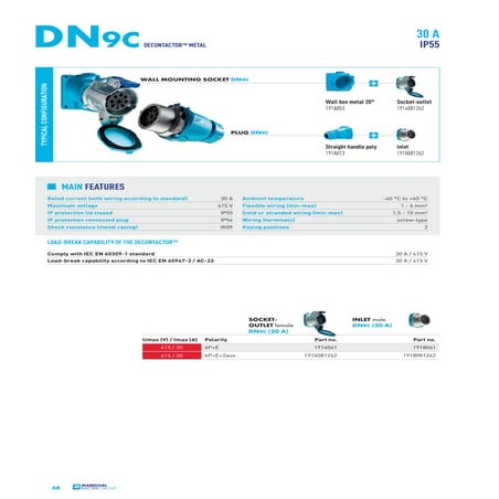 Marechal Star Delta 7 Pole Decontactor & Connectors - Marechal DN9C 415V 30A,...