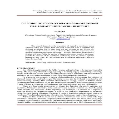 THE CONDUCTIVITY OF ELECTROLYTE MEMBRANES BASED ON CELLULOSE ACETATE FROM COR...