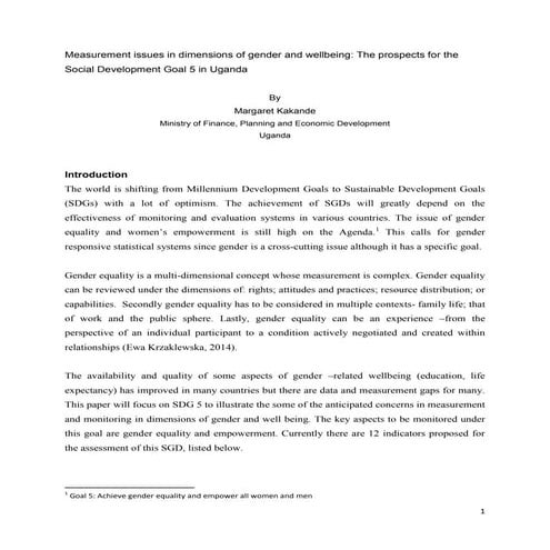 HLEG thematic workshop on Measurement of Well Being and Development in Africa, Margaret Kakande