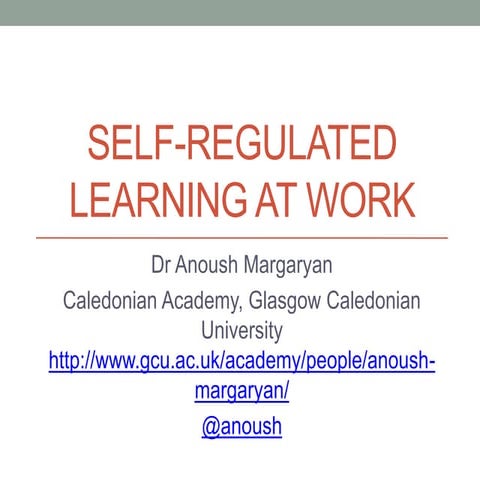 Self-regulated learning at work