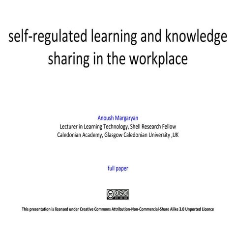 Self-regulated learning and knowledge sharing in the workplace