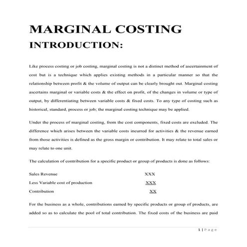 Marginal costing