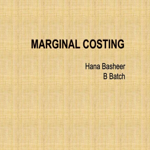 Marginal costing