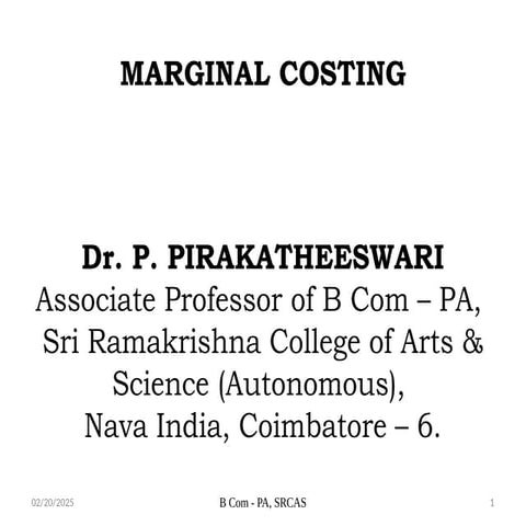 Introduction to Marginal Costing - Unit 4.pptx